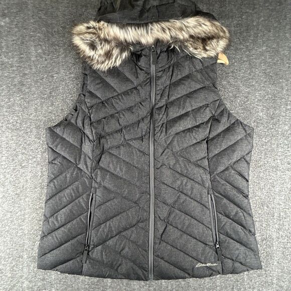 Eddie Bauer Jackets & Blazers - Eddie Bauer Down Vest Womens Sz 1X Faux Fur Detach Hood Puffer Lined Winter XL